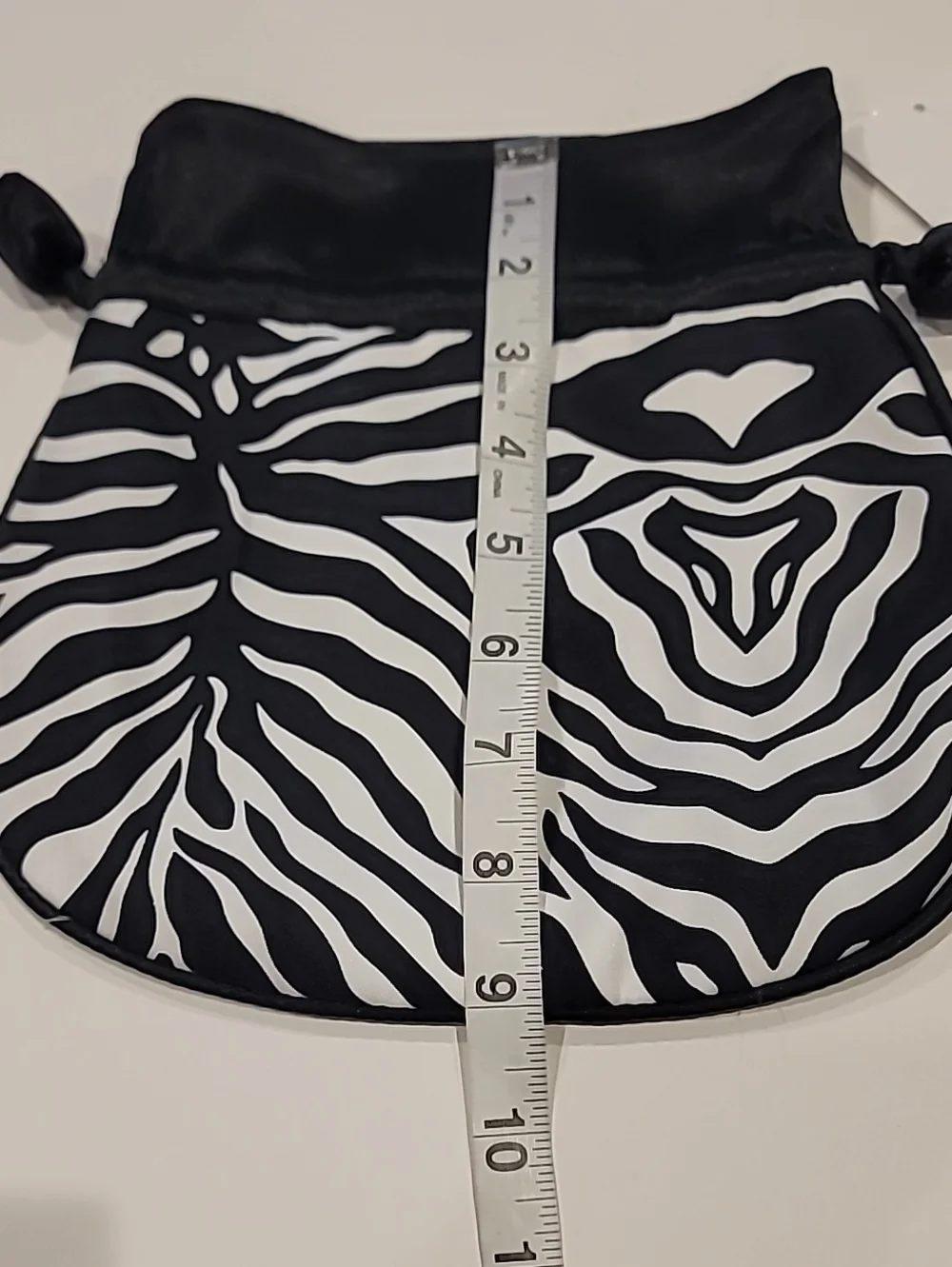 Zebra Print Drawstring Travel Jewelry Silk Bag - Black & White Set Of 2